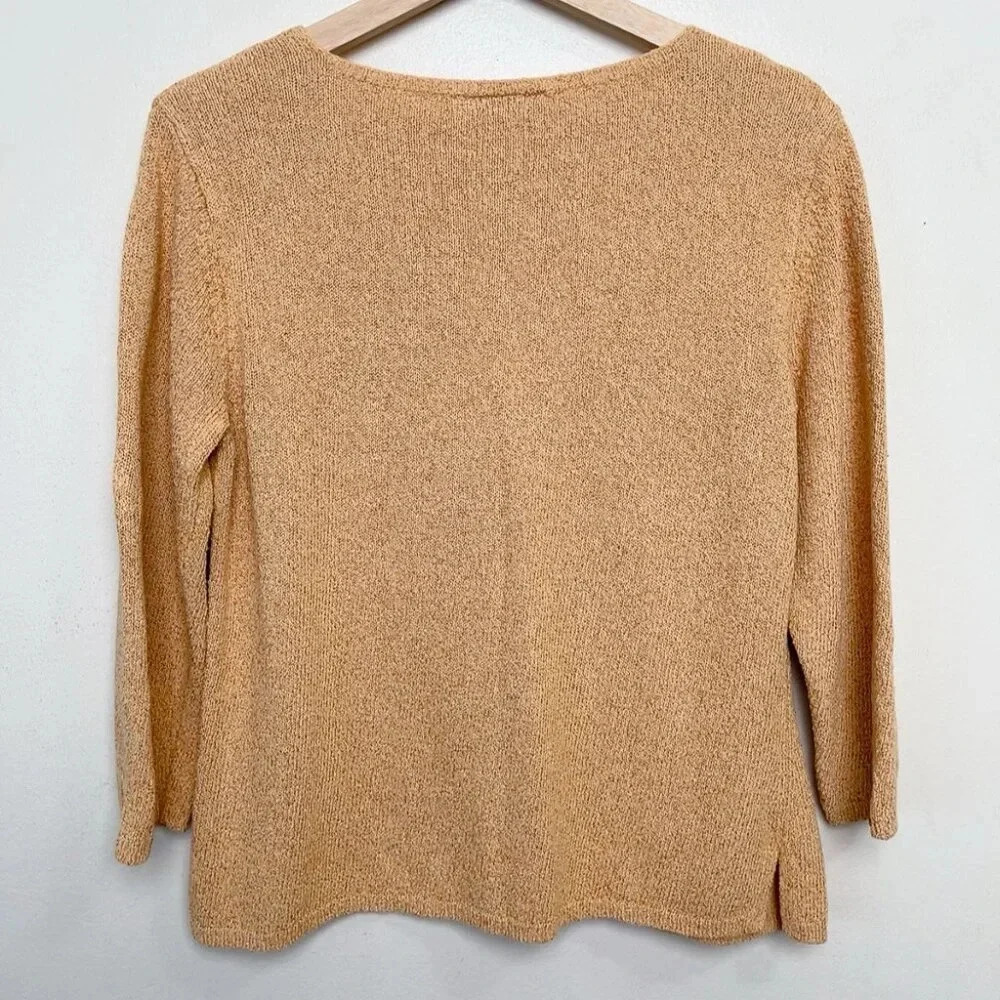 Talbots Womens XLarge Textured Keyhole Cotton Orange Knitted Sweater - Picture 15 of 15